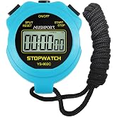 MUSHPORT Stopwatch Timer, Digital Stop-Watch for Sports, Blue | Only Stopwatch Function, ON/OFF Silent Large Display Simple Operation, Ideal for Kids Coaches PE-teacher