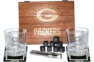 The Memory Company | Licensed NFL Giftable Team Glass Set with Cubes and Coasters