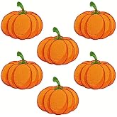 6PCS Pumpkin Iron on Patches | Orange Fall Thanksgiving Halloween Embroidered Appliques Trucker Hats Clothes Backpacks Jackets Jeans Autumn DIY Repair