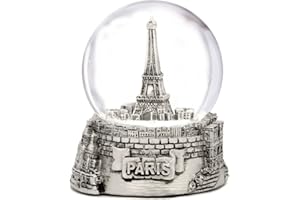 CITY-SOUVENIRS Paris Eiffel Tower Snow Globe Silver Souvenir 3.5 Inches Tall