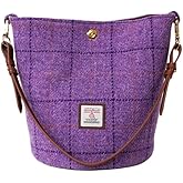 TAILORMAP Harris Tweed Bucket bag Shoulder bag Handbag for Women with Microfiber-leather Strap,9.8 * 8.6 * 7 inch
