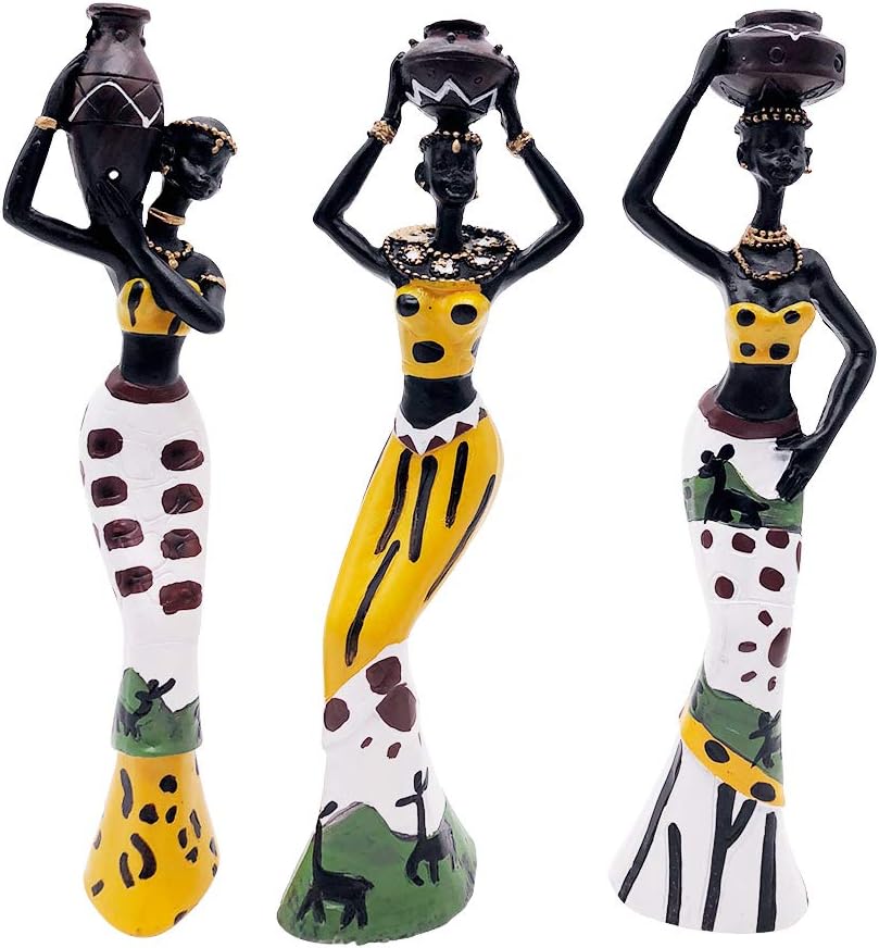 MonLiya 3 Pack African Sculpture with Adhesive Tape