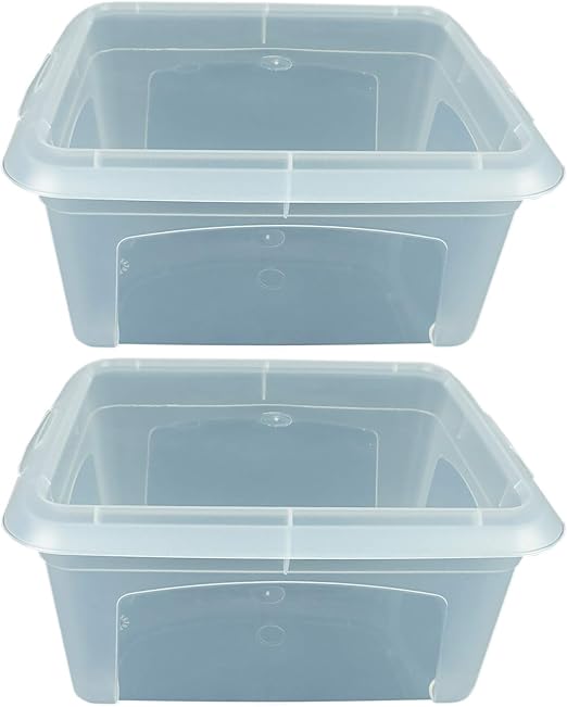 Novaliv 4x Unterbettboxen Mit Deckel – 28 Liter, Transparent/anthrazit, Mit Rollen 61x40x18 Cm