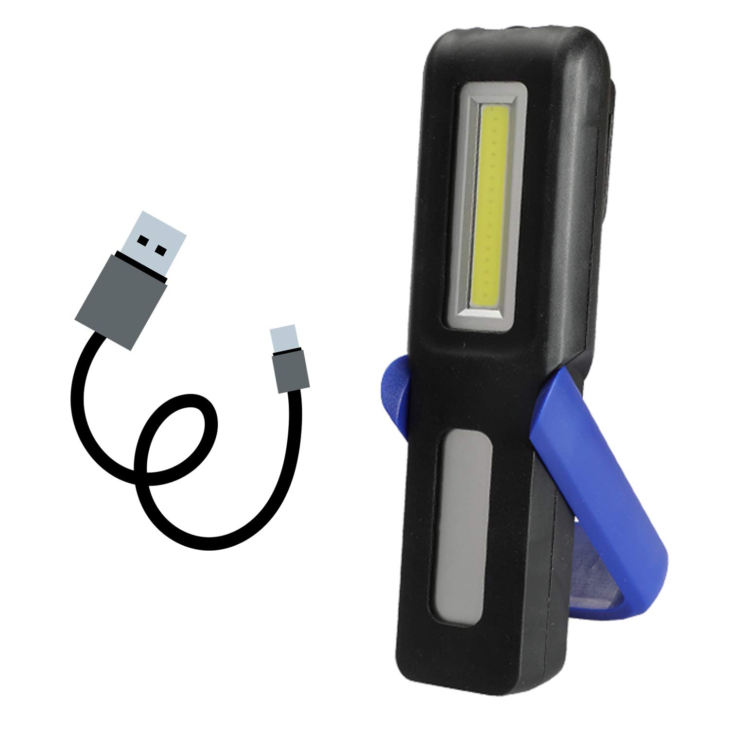 Three trees LED Cordless Work Light COB Rechargeable Portable Hand Held Work Lamp With Hanging Hook, Magnetic Holders, 1200mAh Charging, Multifunction Flashlight (blue)