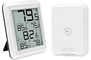 AIRAIN TECH Indoor Outdoor Thermometer Wireless Weather Station with Remote Temperature Sensor, Inside Outside Temperature Monitor with Min/Max Records