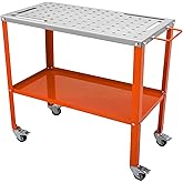 VEVOR 36" x 18" Welding Table, 1200lbs Load Capacity Steel Welding Workbench Table on Wheels, Portable Work Bench with Brakin