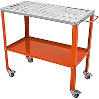 VEVOR 36" x 18" Welding Table, 1200lbs Load Capacity Steel Welding Workbench Table on Wheels, Portable Work Bench with Brakin
