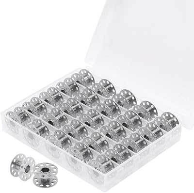 kuou 25 Metal Sewing Machine Bobbins with Storage Case for Various Brands