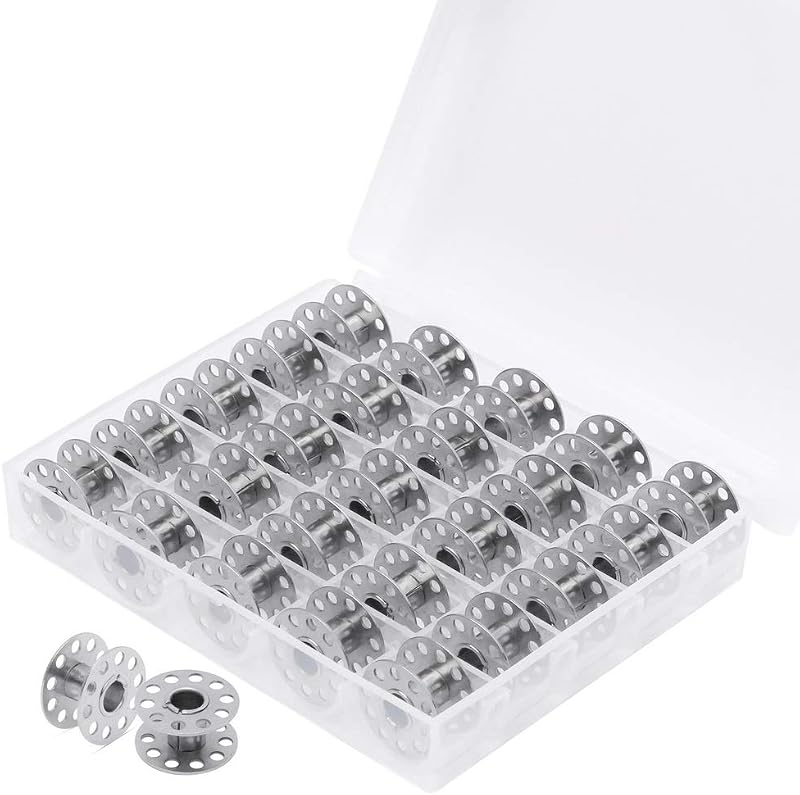 kuou 25 Metal Sewing Machine Bobbins with Storage Case for Various Brands