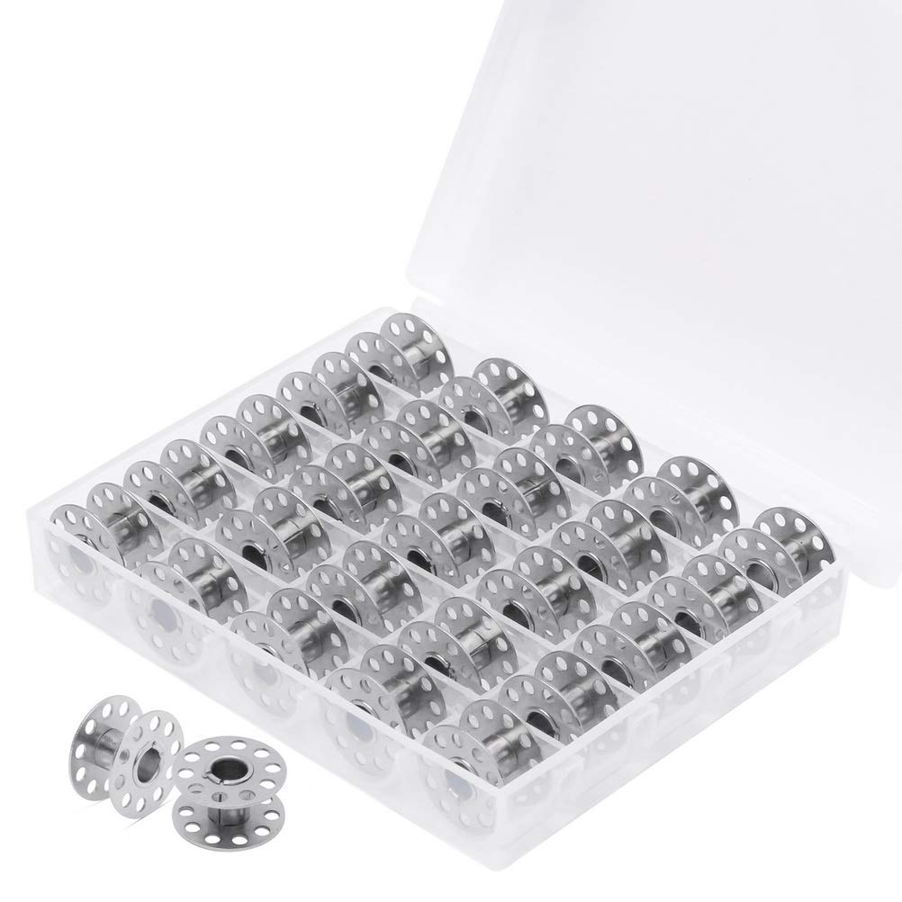 kuou 25 Pieces Sewing Machine Bobbins, Empty Metal Bobbins Spool Sewing Spools with Storage Case for Brother, Toyota, Singer, Janome, Kenmore