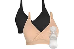 4HOW Pumping Bra Hands Free Maternity Bras for Breastfeeding Pumping and Nursing Bra in One Comfort Smooth,Great Support