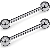 SCERRING Grade 23 Titanium Externally Threaded Nipple Bar Barbell Rings Piercing Retainer 14G 16G Sold as a Pair