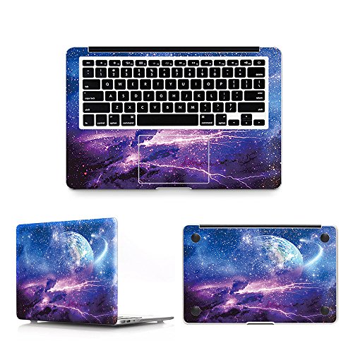 HRH 3 in 1 Purple Planet Full Body Cover Vinyl Decal Laptop Stickers Palmrest PalmGuard for Apple MacBook Air 13" 13.3" (A1466 / A1369)