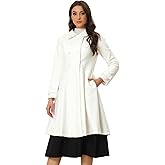 Allegra K Women's Winter Coat Overcoat Lapel Collar Long Swing A Line Double Breasted Pea Coat