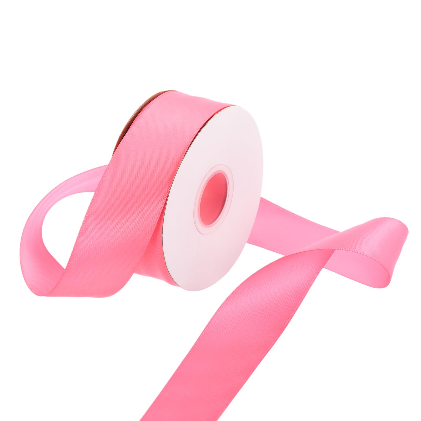 Rebower 32mm Satin Ribbon 23m Thick Double Face Grosgrain Silk Ribbon, [for Gift Wrapping, Hair Bows, Wedding, Cake, Flower] - 25 Yard/75ft/Dark Pink