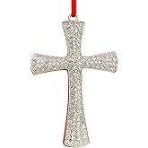 WaaHome Silver Religious Cross Christmas Ornaments 2025 - Cross Christian Christmas Ornaments Metal Nativity Ornament for Xmas Tree Decorations Gifts for Women Men Kids Girls Mom