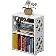 Rerii Small Bookshelf for Small Spaces, 2-Tier White Bookcase, Compact Mini Short Bookshelf for Bedroom, Living Room, Office, Kids Room