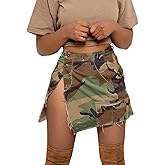 Botillosh Women's Camo Skirts High Waist Split Mini Cargo Skirt Fashion Camouflage Bodycon Skirt with Pocket Summer Skirt
