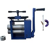 PTKTLAM 3-in-1 Jewelry Rolling Mill, 3" 75mm Roller | Draw Square Flat Semicircle Wire, 1:5 Gear Ratio, Adjustable Thickness, For Gold Silver Copper, DIY Jewelry Making Tool
