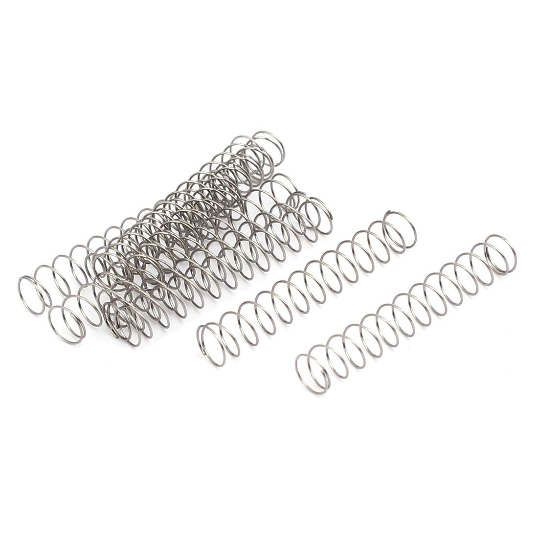 sourcingmap 0.3mmx5mmx30mm 304 Stainless Steel Compression Springs Silver Tone 10pcs
