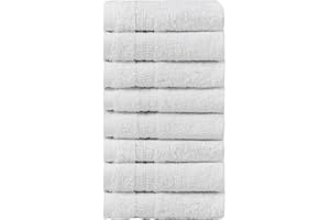 HOMELOVER 8 Pack Washcloths - 100% Organic Cotton, 500 GSM, Hotel & Spa Quality, Soft, Quick Dry, Highly Absorbent Towels for Face & Hand Wash, Shower, Gym & Bathroom Essentials (Snow White)