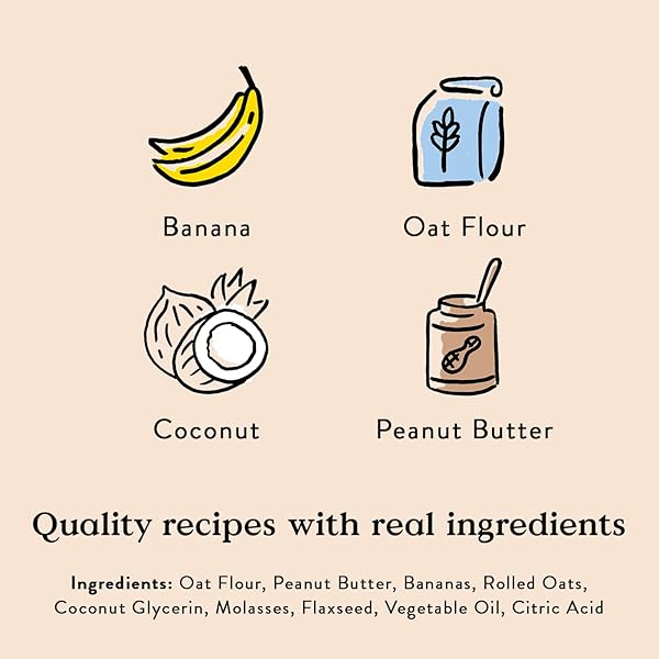 BOCCE’S BAKERY OVEN BAKED PB & BANANA RECIPE TREATS FOR DOGS, WHEAT-FREE EVERYDAY DOG TREATS, REAL INGREDIENTS, BAKED IN THE USA, ALL-NATURAL SOFT & CHEWY COOKIES, PEANUT BUTTER & BANANA, 6 OZ
