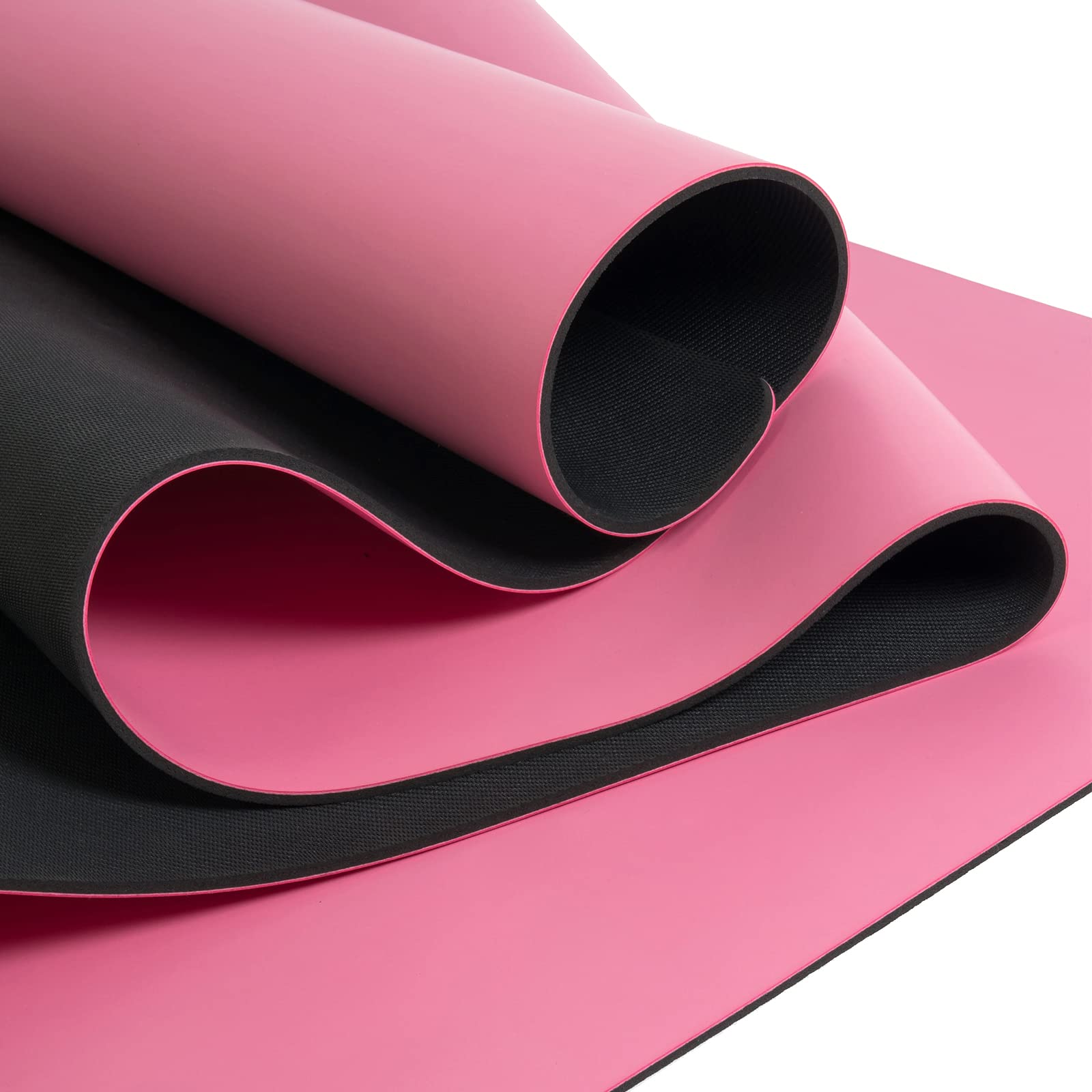 Yoga Studio The Grip Alignment Mat - Pink, 68cm x 183cm Mat with Non-Slip Base, Moisture-Absorbing 4mm Thick Latex-Free Yoga Mat Roll