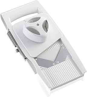 Leifheit Allzweckreibe 4+1 ComfortLine-Serie mit 5 Einsätzen für vielseitigen Gebrauch, Reibe mit verstellbarem Schneideinsatz, Gemüsehobel mit Restehalter, spülmaschinengeeignet, weiß