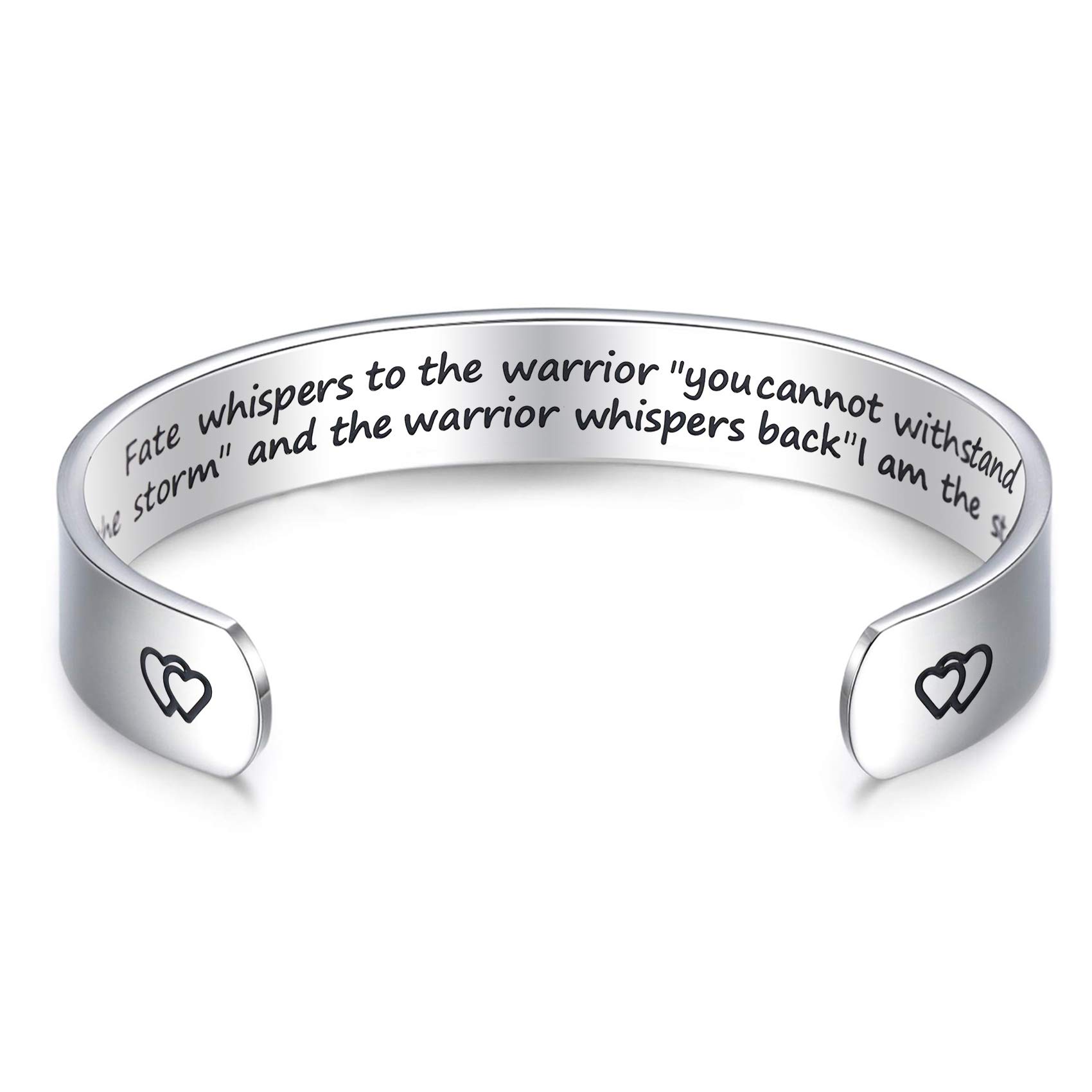 LParkin Encouragement Bracelet Warrior Bracelet Fate Whispers to The Warrior You Cannot Withstand The Storm... I Am The Storm, 6 inches, Metal