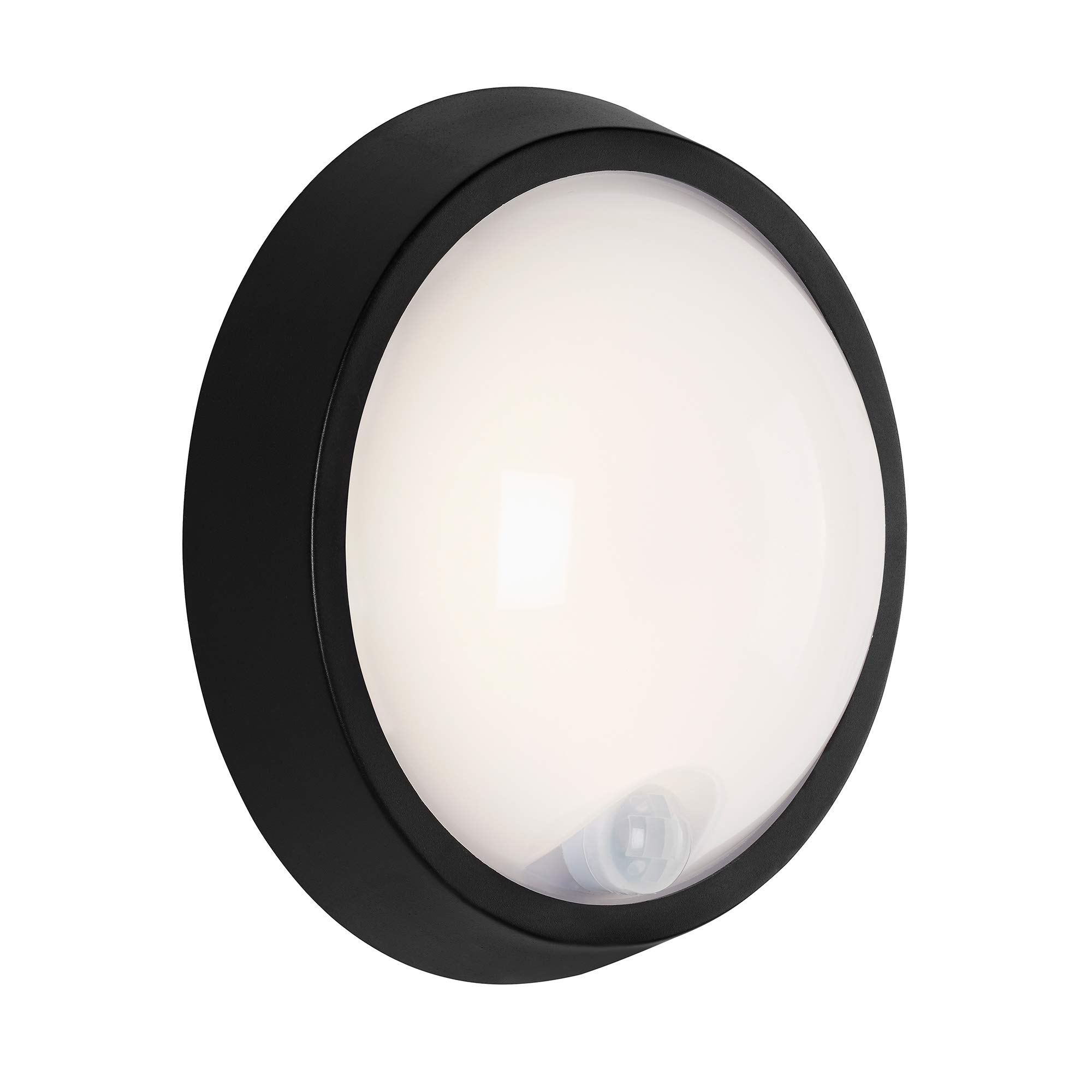 Briloner Leuchten LED Outdoor Wall Light with Motion Sensor / 12 Watt / 1,150 Lumen / 4,000 Kelvin/White/Black/Round/Diameter 17 cm