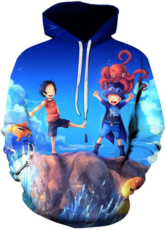 One Piece Men'S 3d Print Hooded Pullover Casual Long Sleeve Sportswear