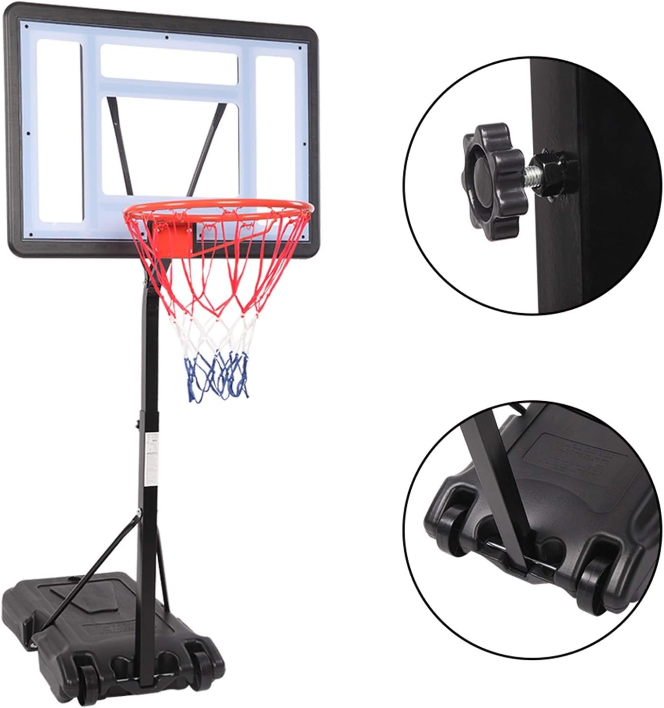 RICHU Basketball Hoop Stand, Portable Movable PVC Transparent Backboard Basketball Stand (Basket Adjustment Height 45''-53'') Maximum Applicable for 7# Ball : Sports & Outdoors