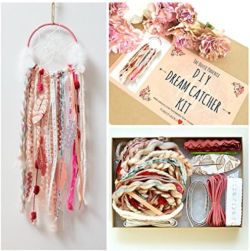 Holiday Stocking Stuffer Gift of the Year. 6 Inch Girly Pink Do It Yourself Dream Catcher Craft Kit Nursery Room Decor