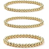 Starain Rose Gold Beaded Bracelets for Women Gold Beaded Ball Stackable Stretch Bracelet Gold Cuff Bangle Set