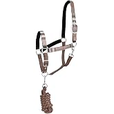 Jeffers Poplar Head Adjustable Padded Nylon Halter &amp; Matching Lead Set with Quick Snap for Horses, Full Size Horse Halter with Padded Noseband &amp; Crown, Equestrian Training Tack for Stable or Ranch Us