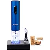 Secura Electric Wine Opener, Automatic Electric Wine Bottle Corkscrew Opener with Foil Cutter, Rechargeable (Blue)
