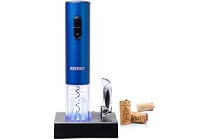 Secura Electric Wine Opener, Automatic Electric Wine Bottle Corkscrew Opener with Foil Cutter, Rechargeable (Blue)