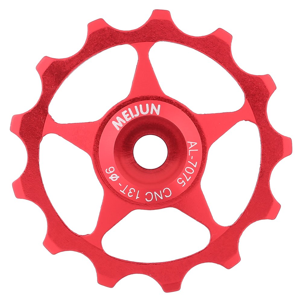 Demeras Bike Guide Wheel Aluminium Alloy Rear Derailleur Wheel Pulley for Mountain Bike Racing Bike 11T 13T(13T-Red)