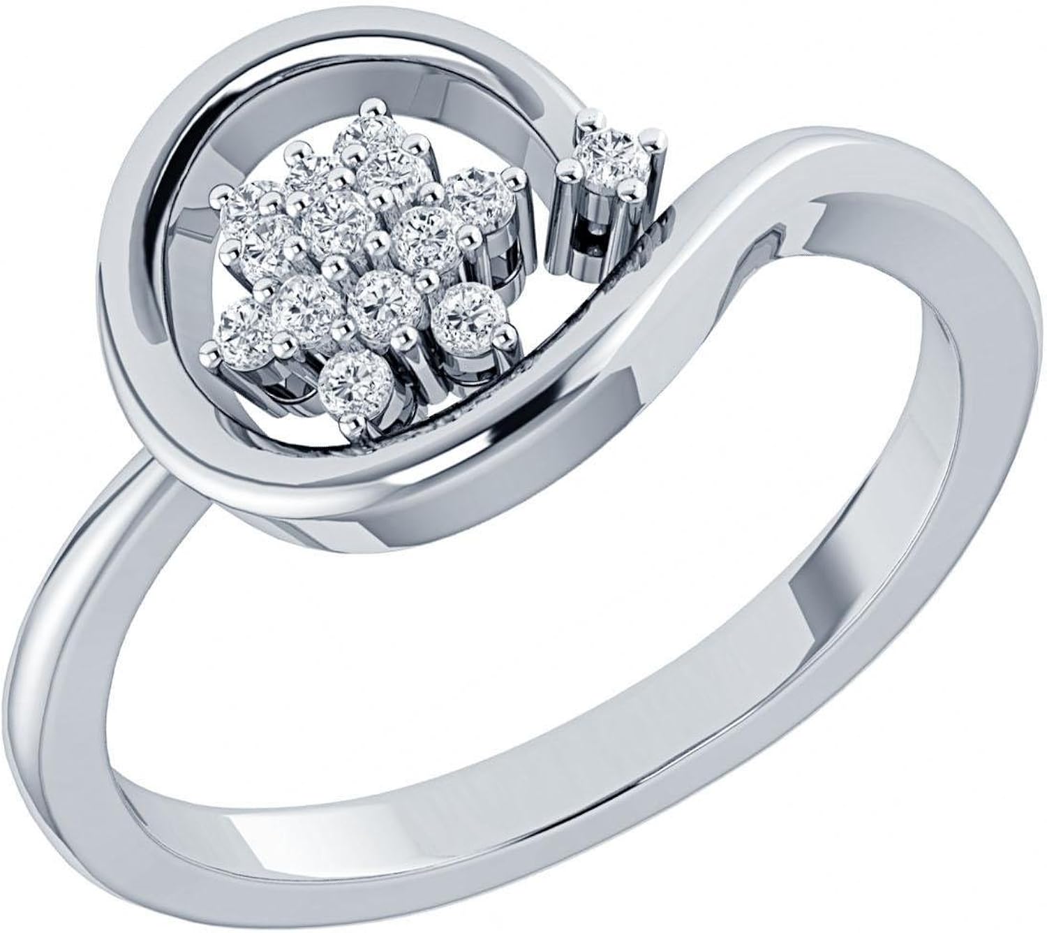 Diamond Ring for Women's (0.129 Ct, 9K/I1 Clarity, GHColour) Amazon