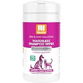 Nootie Waterless Shampoo Wipes, Cherry Blossom, Long-Lasting Fragrance | 70 Ct, sold in 10,000+ vet clinics &amp; pet stores, made in USA