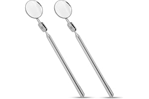 Harrier Hardware 2-Pack Telescoping Inspection Mirror Extendable 5-21 Inch Long Handle 1.2-Inch Swivel Mirror Mechanic Automotive Tool Pocket-Sized