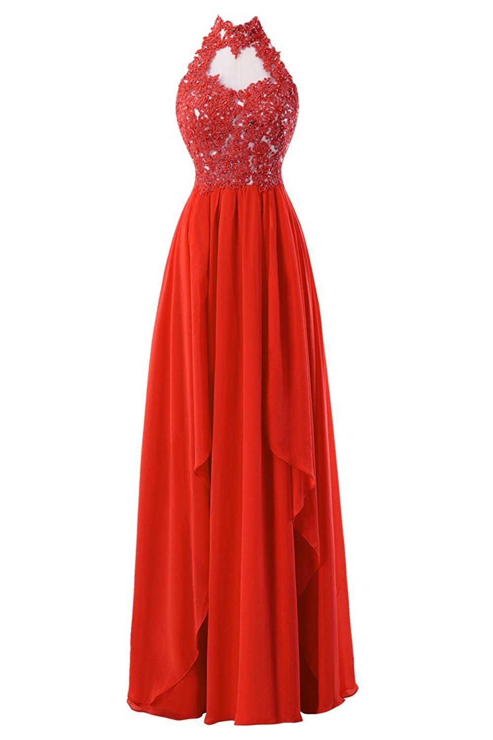 MEILISAY Meilishuo Women's High Neck Open Back Lace Bridesmaid Dresses