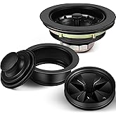 Zonon 5 Pcs 3-1/2 Inch Kitchen Sink Drain Strainer Assembly with Sink Garbage Disposal Flange and Stopper, Splash Guard Stain