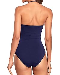 Holipick Women Navy Blue Bandeau One Piece