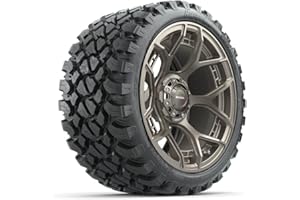 NIVEL MadJax Evolution Matte Bronze 15" Lifted Golf Cart Wheels Mounted on 23" GTW Nomad Steel Belted Radial All-Terrain Tires (23x10-15) | Set of 4