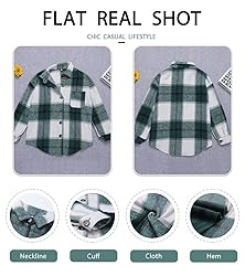 ZOLUCKY Flannel Shacket for Women Green Plaid