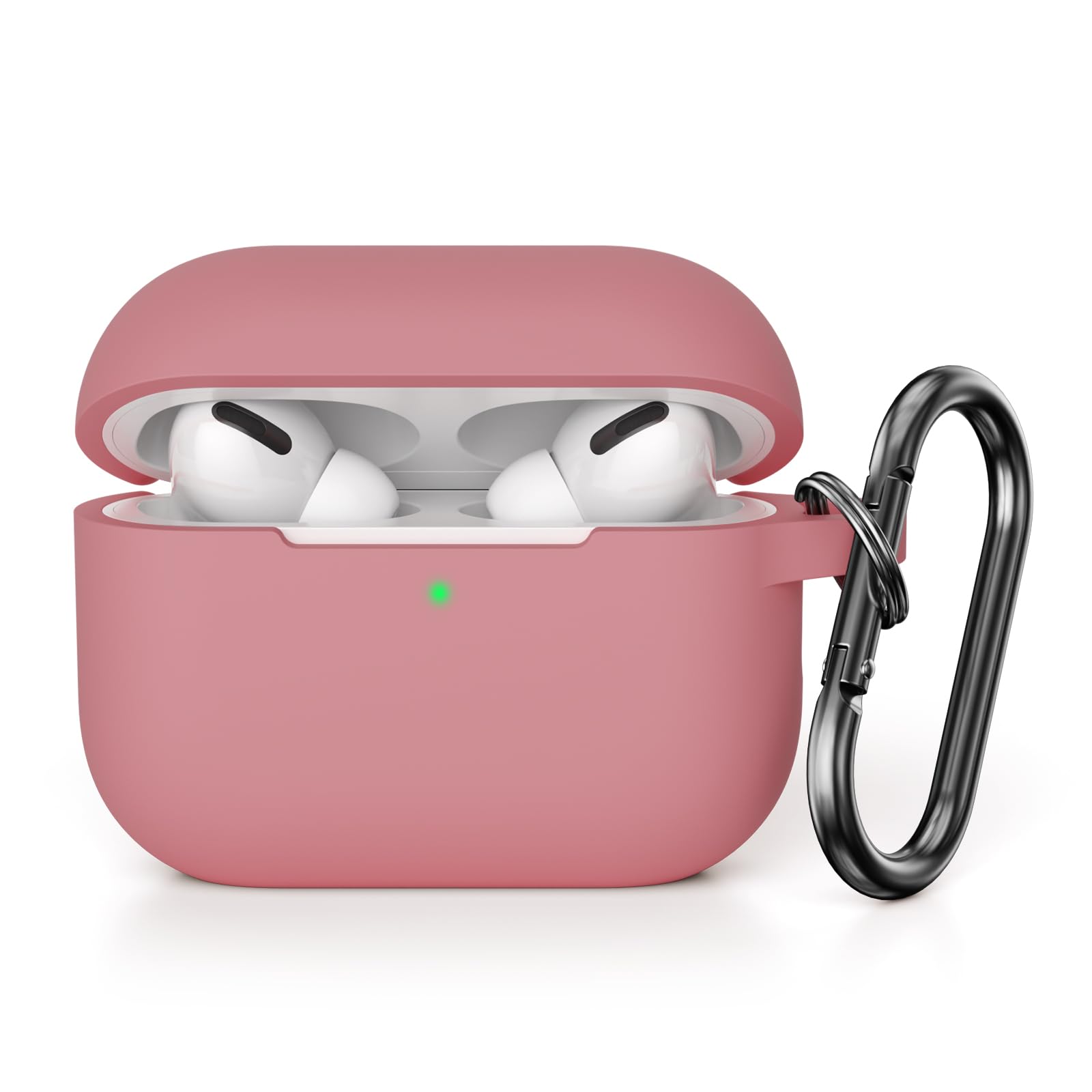 KOKOKA Case Cover Compatible with Airpods Pro 2, Soft Silicone Skin Case Cover Shock-Absorbing Protective Case for Airpods Pro 2nd Generation (2022) with Carabiner, Front LED Visible, Bean Pink