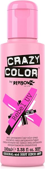 Crazy Color Neon Rebel UV Semi-Permanent Hair Dye 100ml Vegan Pink