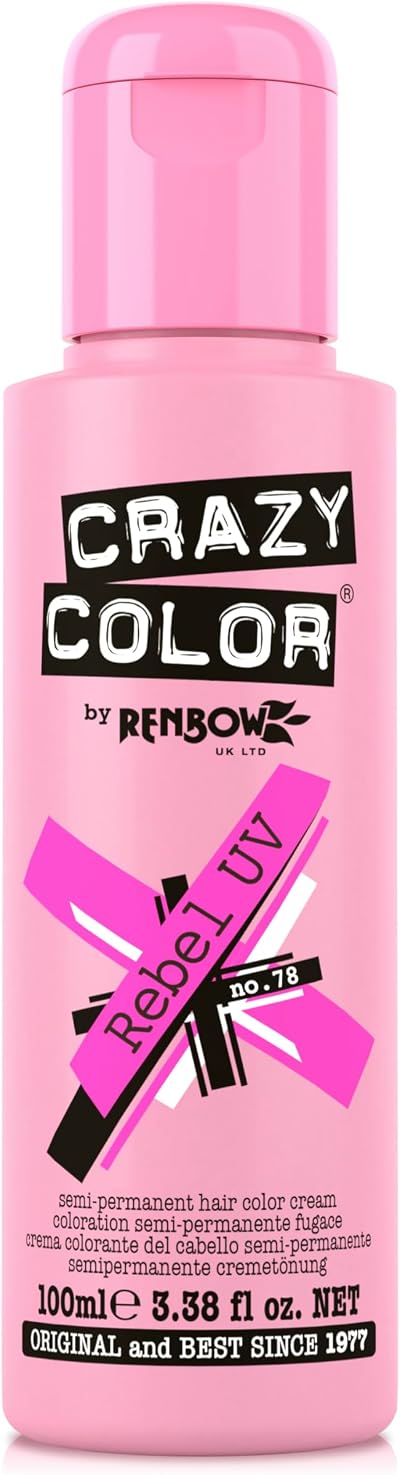 Crazy Color Neon Rebel UV Semi-Permanent Hair Dye 100ml Vegan Pink