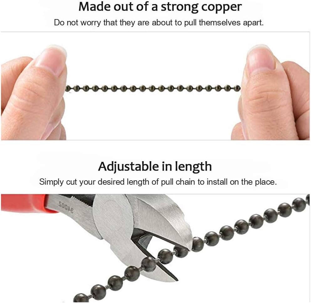 Walnut Wooden Pull Chain Set, 3 Pack Ceiling Fan Pull Chains for Ceiling Fan Light Decoration with Ball Chain Connecter: Kitchen & Dining